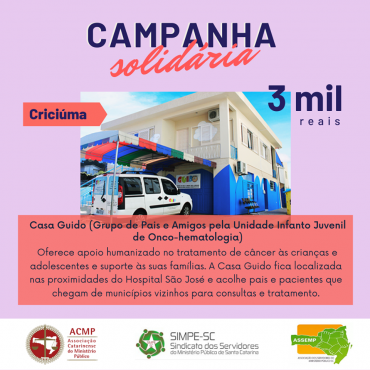 Campanha de Solidariedade – Décima Sétima Entidade Beneficiada (Grupo de Pais e Amigos pela Unidade Infanto Juvenil de Onco-hematologia)